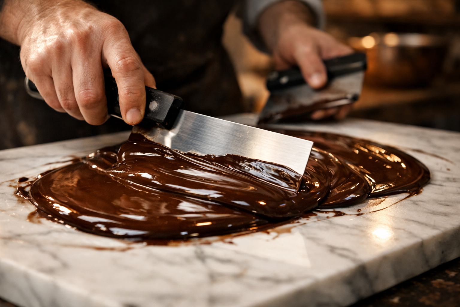 Çikolata atölyesinde el ile temperleme