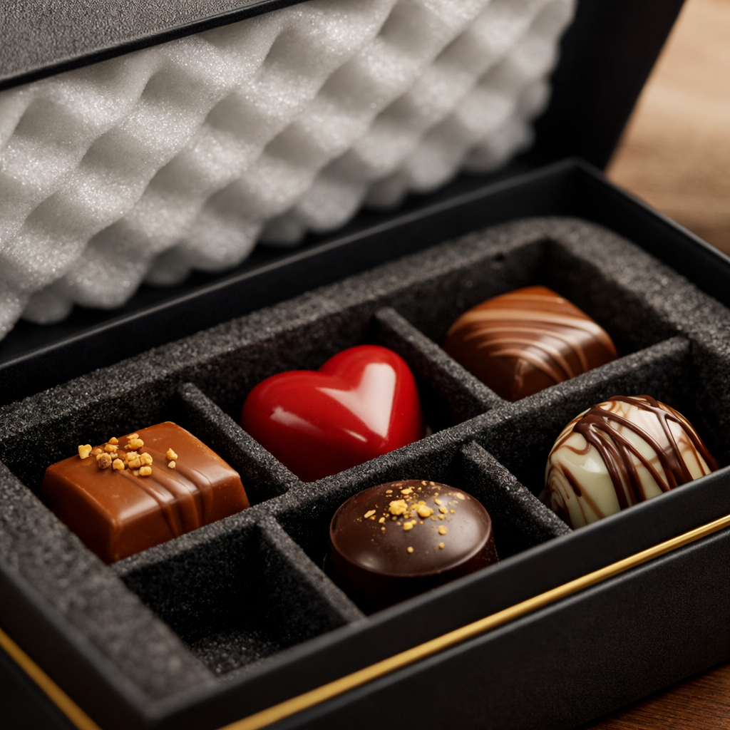 Koruyucu dolgulu çikolata paketleme detayı